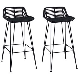 vidaXL Barb&aelig;nk 2 pcs Sort 44 x 46 x 91 cm Rattan og St&aring;l