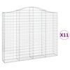 vidaXL buede gabionkurve 11 stk. 200x30x160/180 cm galvaniseret jern