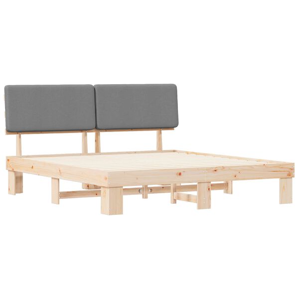 vidaXL Sengestel med Polstret Hovedgavl Lysegr&aring; 180 x 200 cm