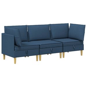 vidaXL Modulsofa s&aelig;t med opbevaring 3 stk. Bl&aring; Stof