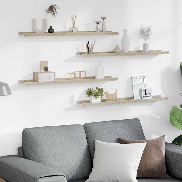 vidaXL v&aelig;ghylder 4 stk. 80x9x3 cm hvid og sonoma-eg
