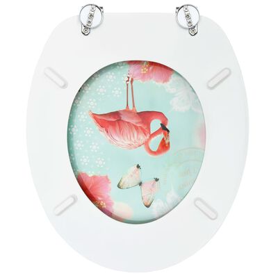 vidaXL toiletsæder med låg 2 stk. MDF flamingodesign
