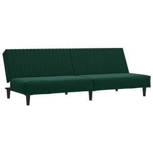 vidaXL 2-personers sovesofa fl&oslash;jl m&oslash;rkegr&oslash;n