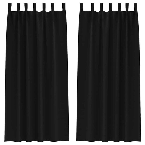 vidaXL Mørklægningsgardiner med ringe 2 pcs Sort 245 x 140 cm