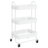vidaXL vogn med 3 hylder 43x34x79 cm st&aring;l hvid