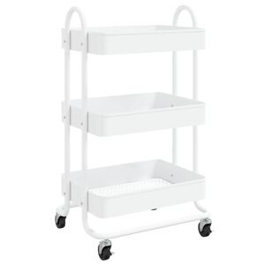 vidaXL vogn med 3 hylder 43x34x79 cm st&aring;l hvid