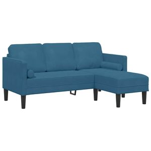 vidaXL Sofa S&aelig;t med pude Bl&aring; Polyester