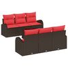 vidaXL Havesofa S&aelig;t med opbevaring 7 pcs Beige og R&oslash;d polyrattan