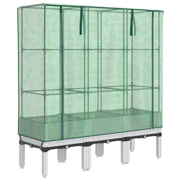 vidaXL h&oslash;jbed med drivhusovertr&aelig;k 120x40x140 cm rattan-look