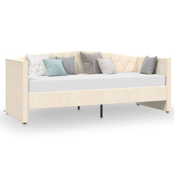 vidaXL daybed med madras og USB 90x200 cm fl&oslash;jl cremefarvet