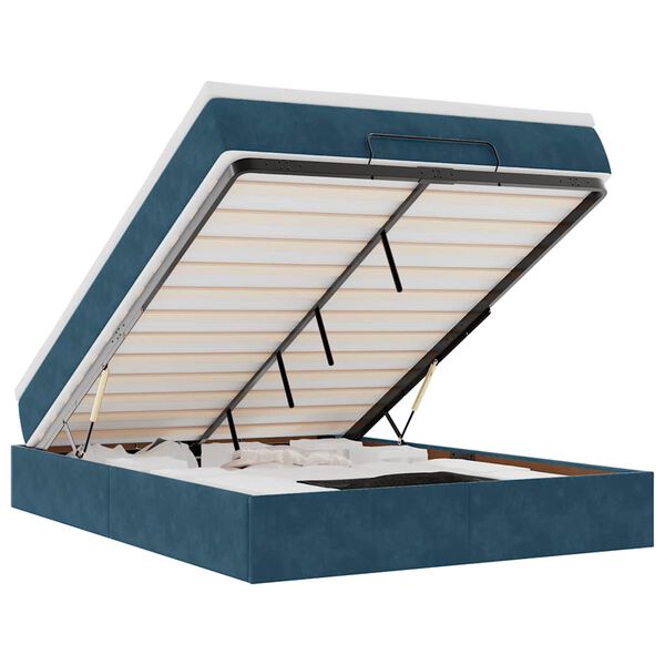 vidaXL osmannisk sengeramme med madras 140x190 cm fl&oslash;jl m&oslash;rkebl&aring;