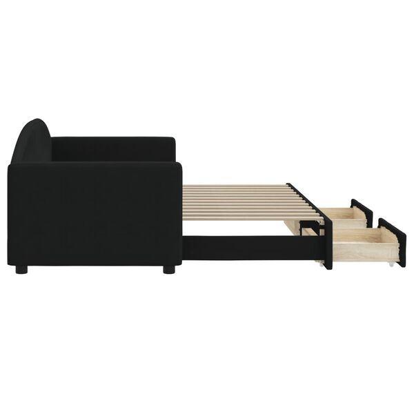 vidaXL daybed med udtræk og skuffer 80x200 cm stof sort