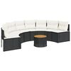 vidaXL havesofa med bord og hynder halvrund polyrattan sort