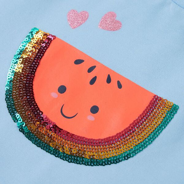 T-shirt til børn str. 104 med flæser lyseblå