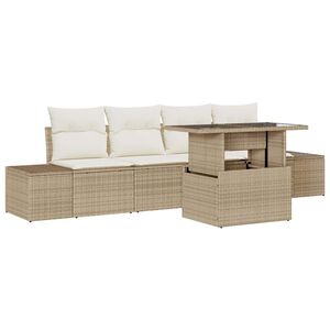 vidaXL Havesofa S&aelig;t med pude med opbevaring 5 pcs Beige og creme