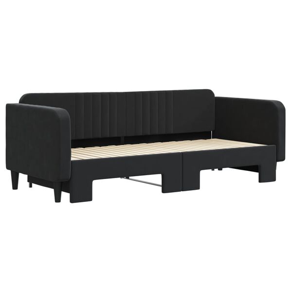 vidaXL daybed med udtr&aelig;k 90x200 cm velour sort