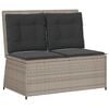 vidaXL haveb&aelig;nk med hynder og l&aelig;nefunktion polyrattan lysegr&aring;