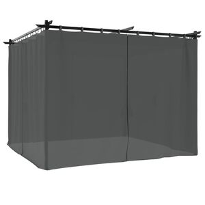 vidaXL pavillon 3x3 m med gardiner st&aring;l antracitgr&aring;