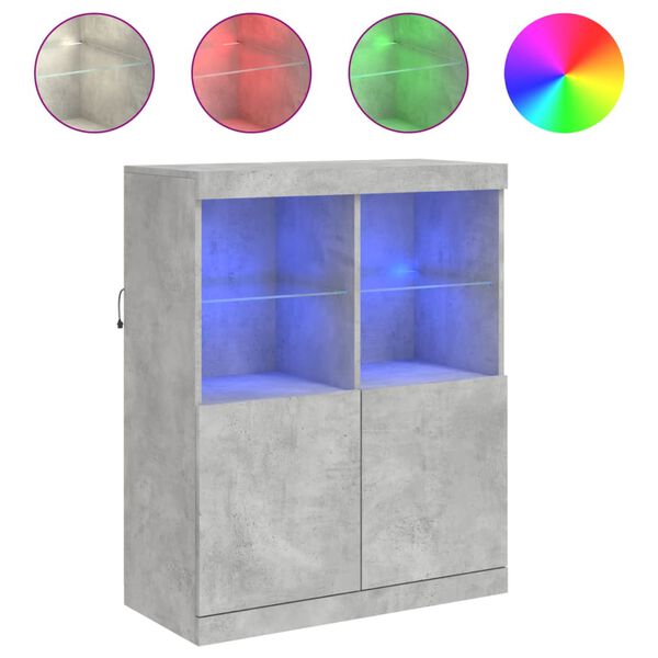 vidaXL sk&aelig;nk med LED-lys 81x37x100 cm betongr&aring;