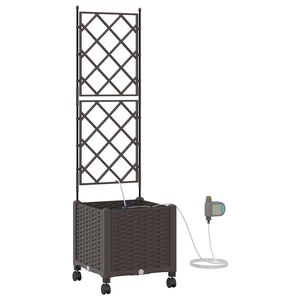 vidaXL Havekrukke med vanding og hjul Brun 40 x 40 x 148 cm PP