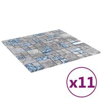 vidaXL mosaikfliser 11 stk. 30x30 cm glas grå og blå