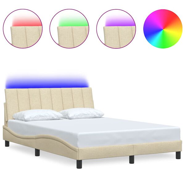 vidaXL sengeramme uden madras Hanko 140x200 cm stof cremefarvet