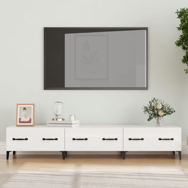 vidaXL tv-bord 150x34,5x30 cm konstrueret træ hvid højglans