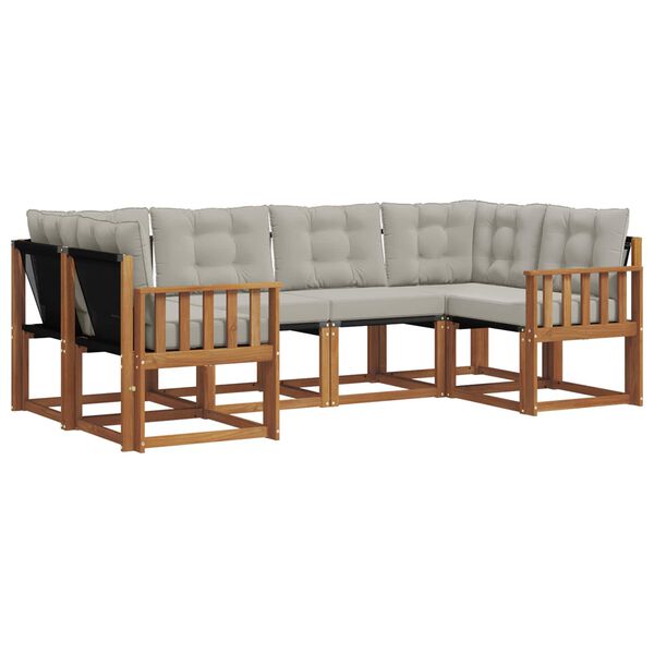 vidaXL Udend&oslash;rs sofagruppe med pude 6 pcs Naturlig og Lys Gr&aring;