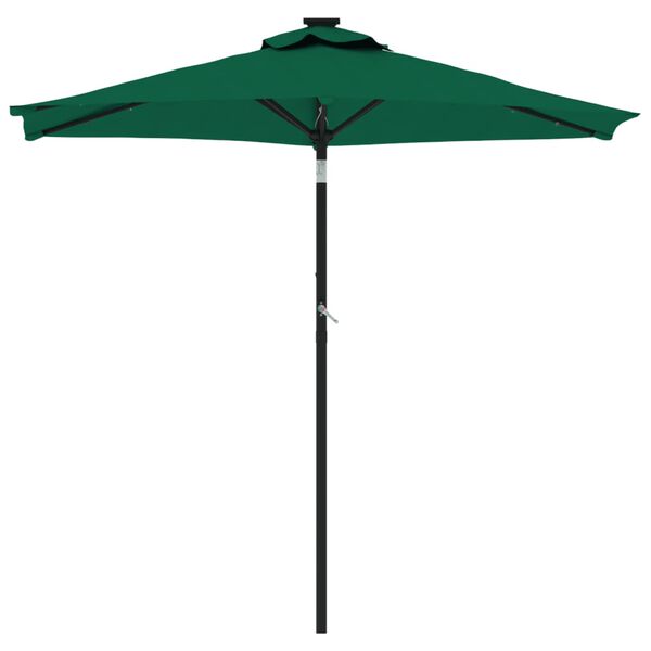 vidaXL parasol med LED-lys og stålstang 225x225x212 cm grøn