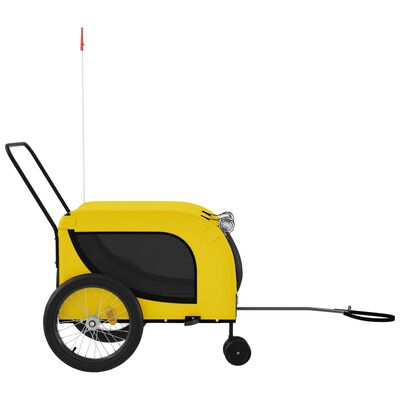 vidaXL hundetrailer til cykel oxfordstof og jern gul og sort