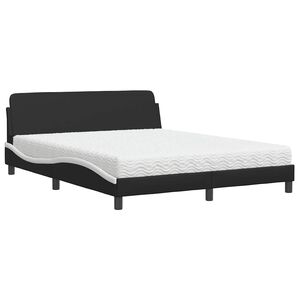 vidaXL seng med madras Dover 160x200 cm kunstl&aelig;der sort og hvid