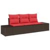 vidaXL Sofa S&aelig;t med pude 3 pcs Brun polyrattan