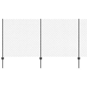 vidaXL K&aelig;de-link hegn med stolpe 10 x 1,2 m PVC-belagt st&aring;l Gr&aring; Mesh