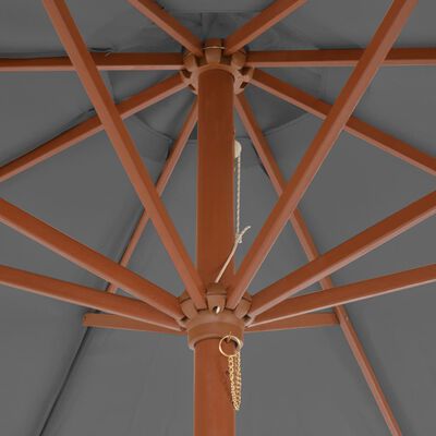 vidaXL udendørs parasol med træstang 300 cm antracitgrå