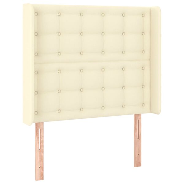 vidaXL sengegavl med kanter 83x16x118/128 cm kunstl&aelig;der cremefarvet