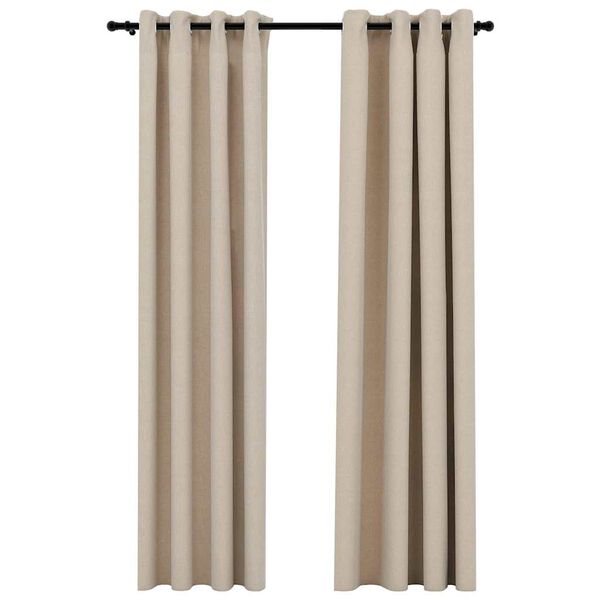 vidaXL m&oslash;rkl&aelig;gningsgardiner med &oslash;jer 2 stk. h&oslash;r-look 140x245 cm beige