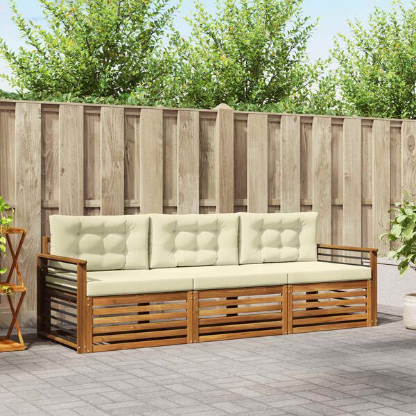 vidaXL Udend&oslash;rs sofagruppe med pude 3 pcs Naturlig og Fl&oslash;de