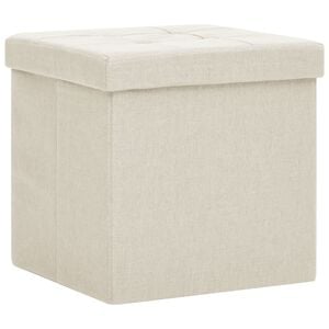 vidaXL foldbar puf kunstl&aelig;rred cremehvid