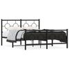 vidaXL sengeramme med sengegavl og fodg&aelig;rde 135x190 cm metal sort