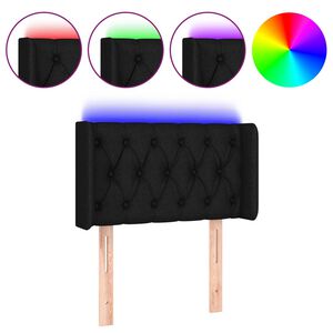 vidaXL sengegavl med LED-lys 83x16x78/88 cm stof sort