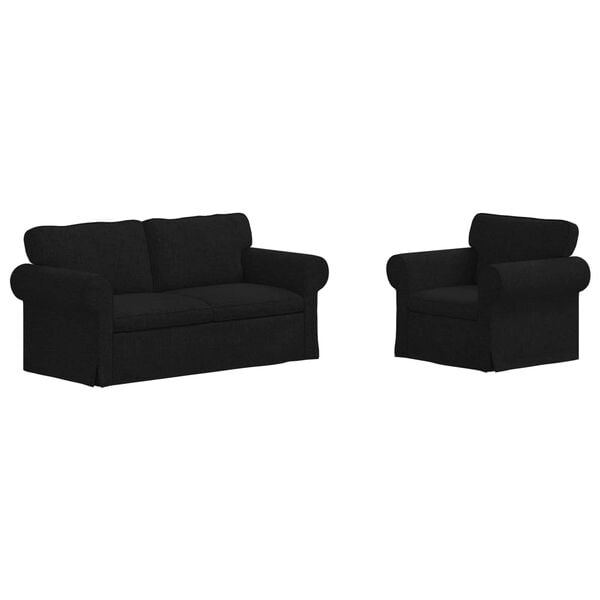 vidaXL Sofa 140cm 2 pcs Sort Metal