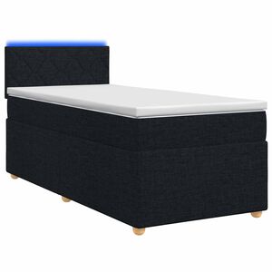 vidaXL Boxmadras med topmadras med hovedg&aelig;rde Sort 90 x 200 cm Stof