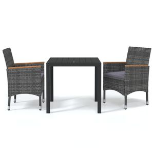 vidaXL spisebordss&aelig;t til haven 3 dele med hynder polyrattan gr&aring;