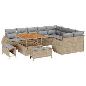 vidaXL Havesofa S&aelig;t 12 pcs Beige polyrattan