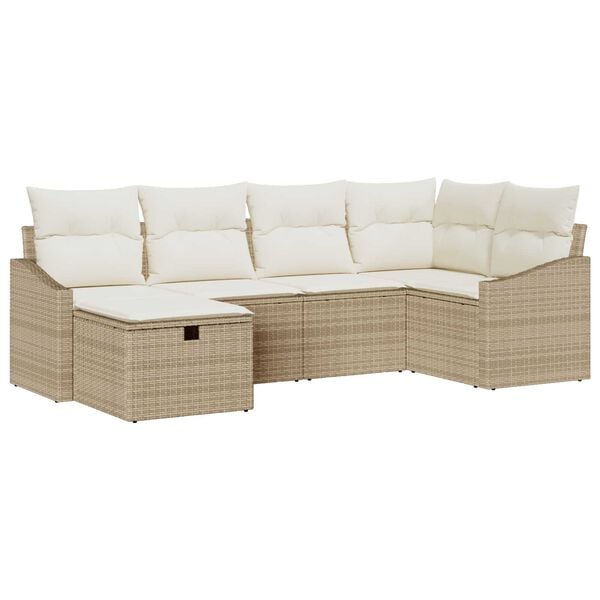 vidaXL Sofa Sæt med pude med opbevaring Beige og creme polyrattan