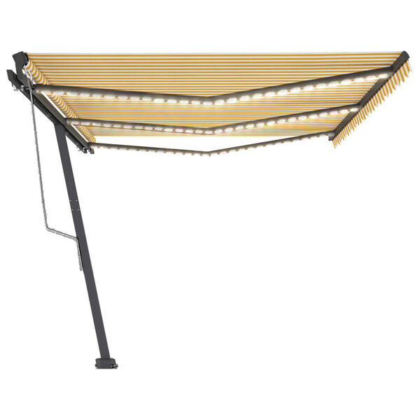 vidaXL markise m. LED + vindsensor 600x300 cm automatisk gul/hvid