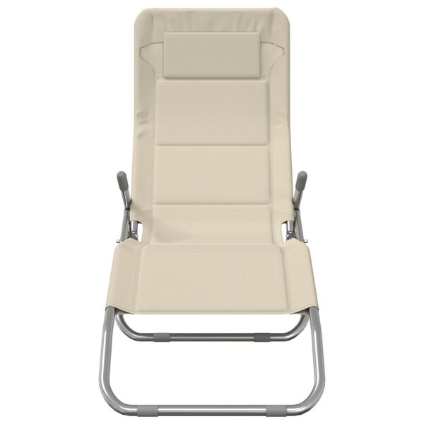 vidaXL foldbare liggestole 2 stk. textilene + pulverlakeret st&aring;l creme