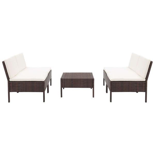 vidaXL havelounges&aelig;t 5 dele med hynder polyrattan brun