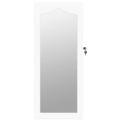 vidaXL væghængt smykkeskab med spejl 37,5x10x90 cm hvid