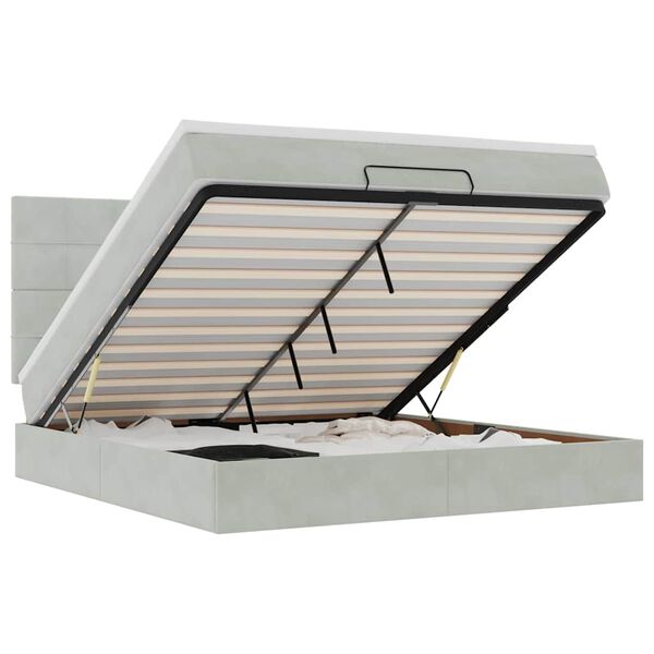 vidaXL osmannisk sengeramme med madrasser 160x200 cm fløjl lysegrå